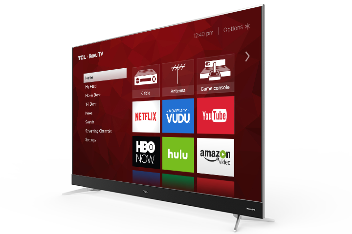 A Roku TV from TCL showing the Roku home screen