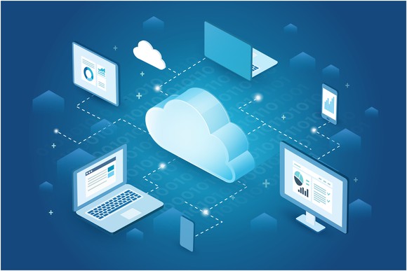 Abstract representation of devices connected to the cloud.