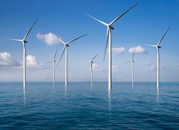 Offshore wind tubines.