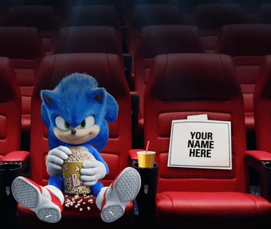 Sonic eating popcorn