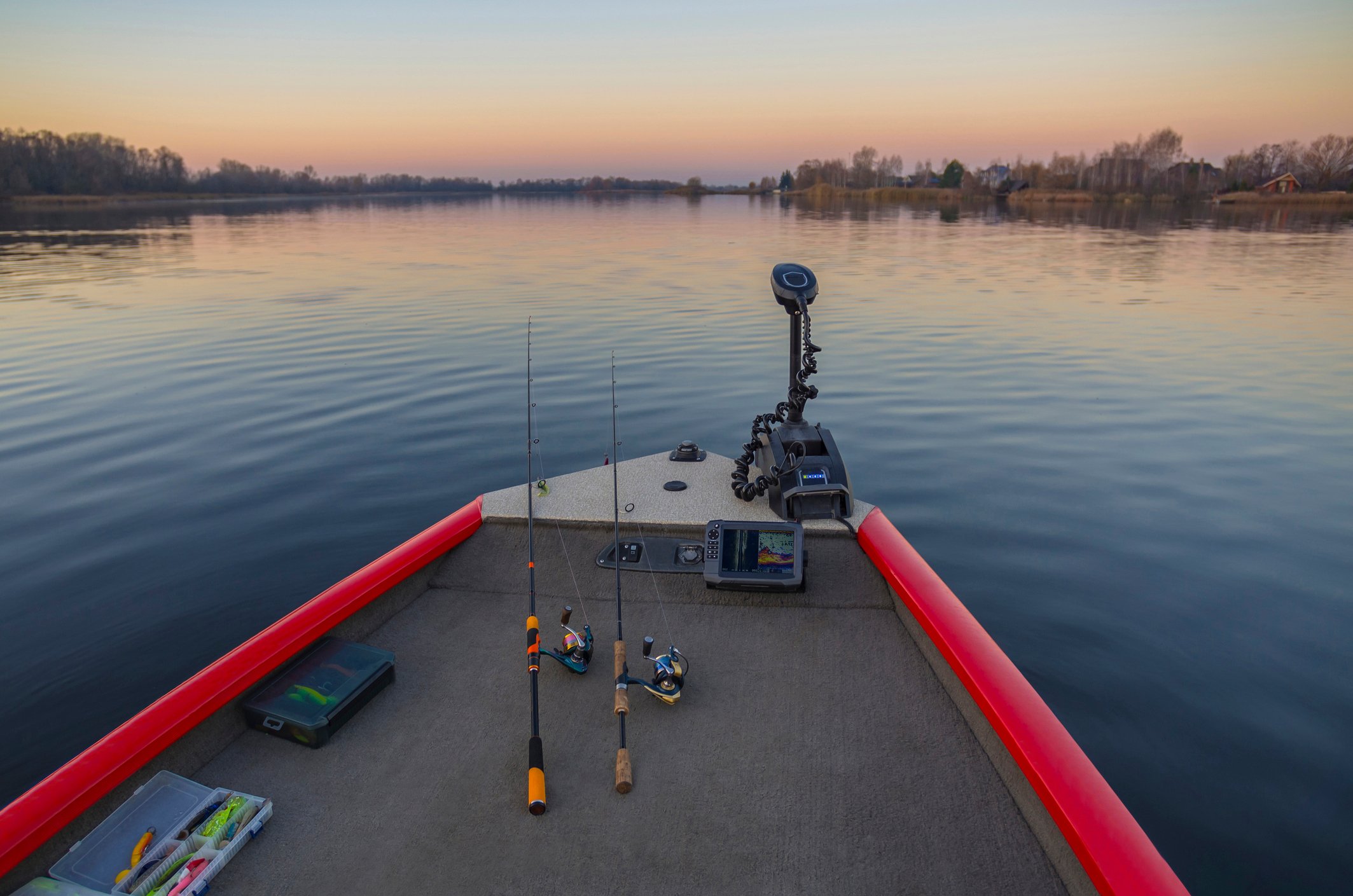 fishing boat with fishfinder on the bow