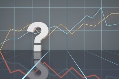 Question mark with lines going up