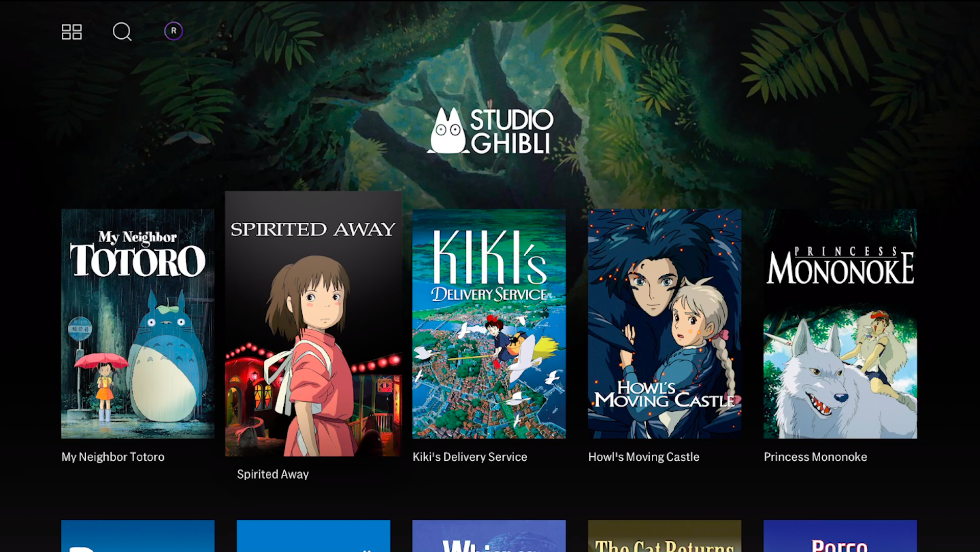 A screenshot shows films from Studio Ghibli that are available to stream on HBO Max.
