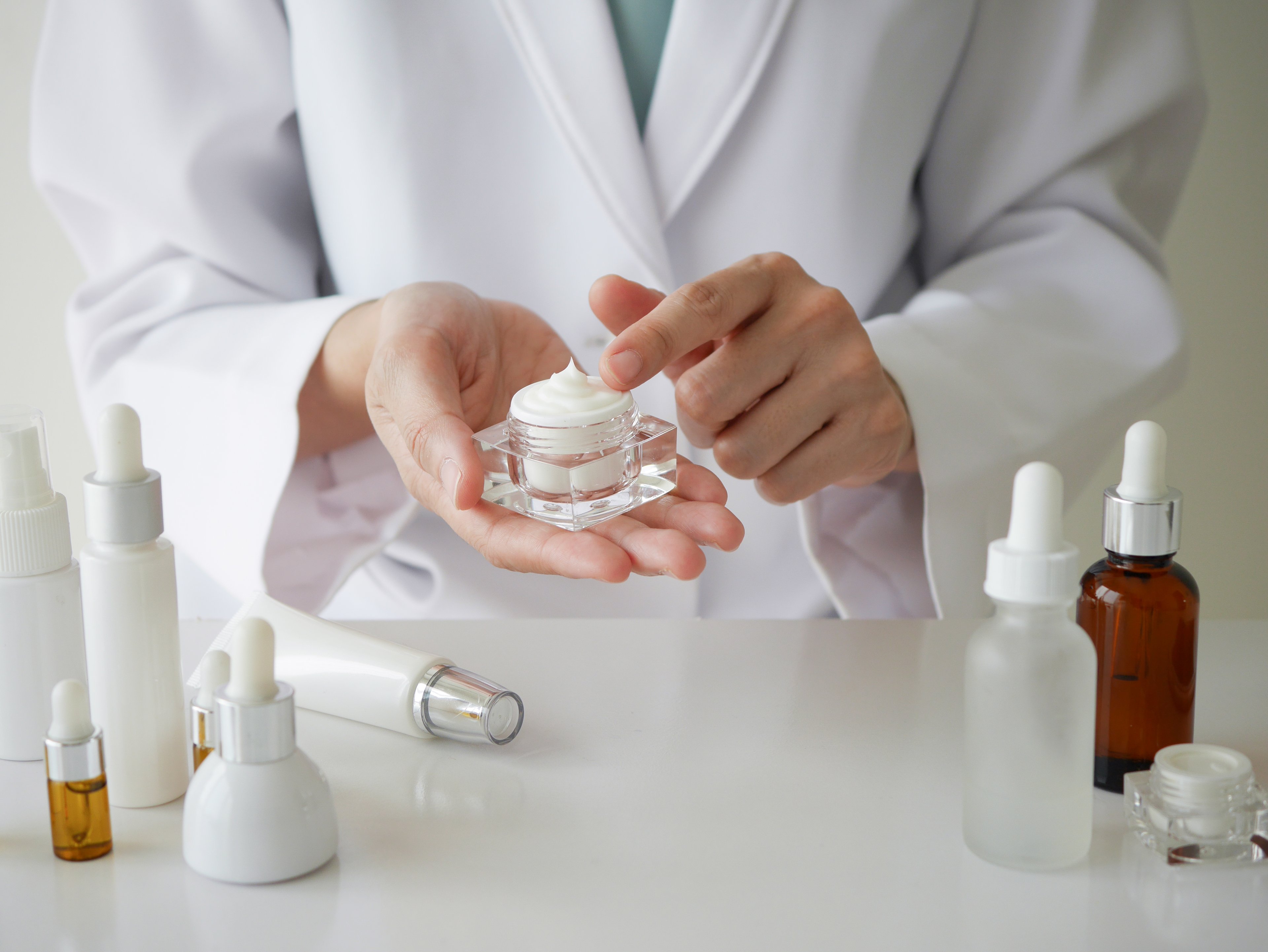 Beauty products in a lab.