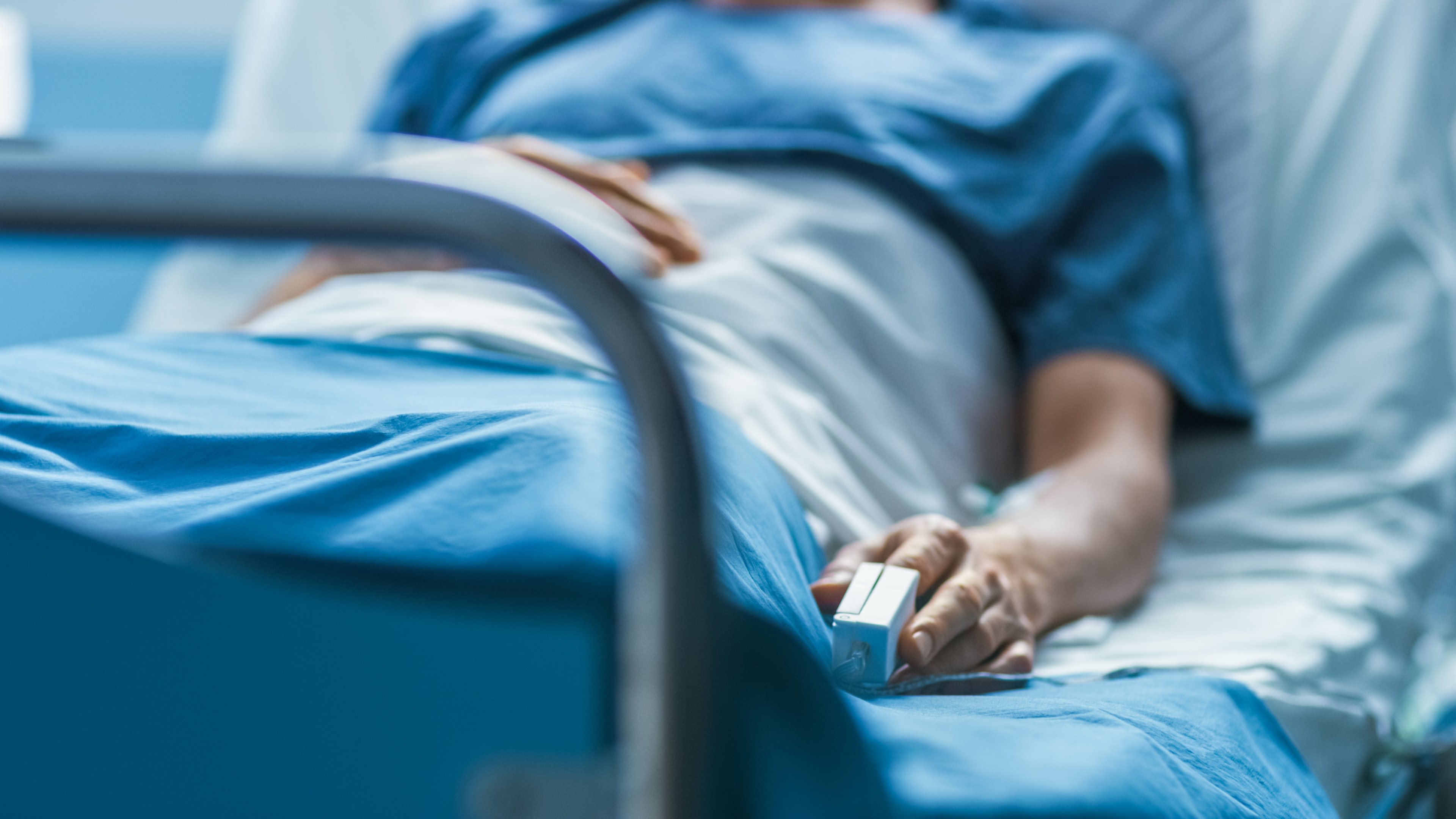 A person in a hospital bed