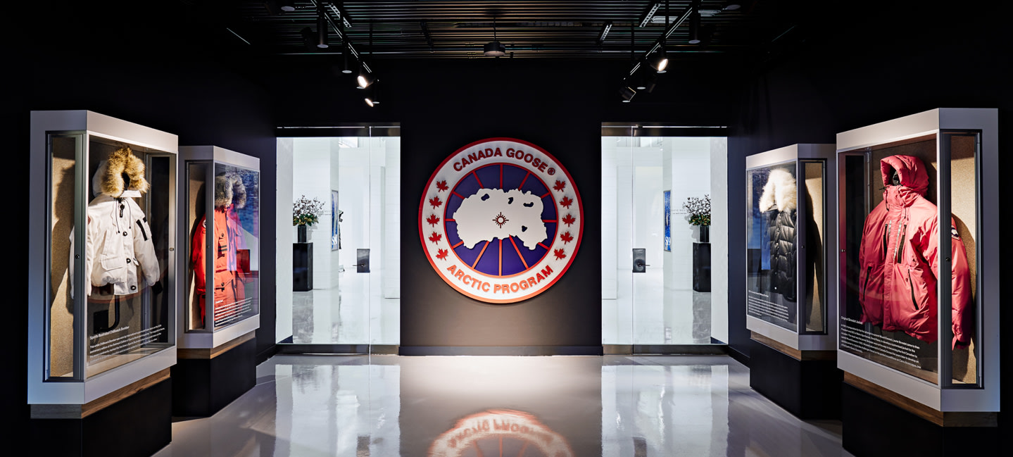 Canada Goose jacket display.