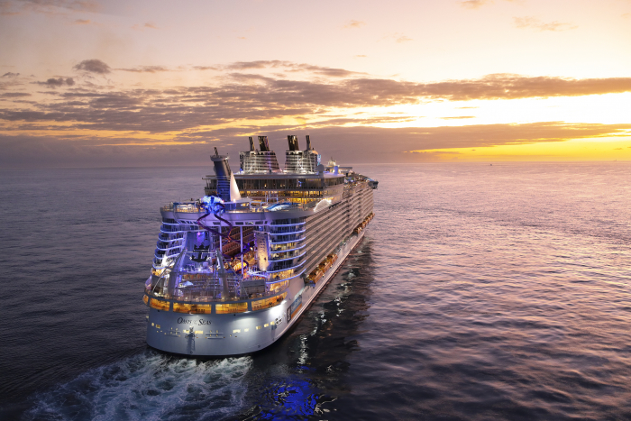 A Royal Caribbean ship at sea.