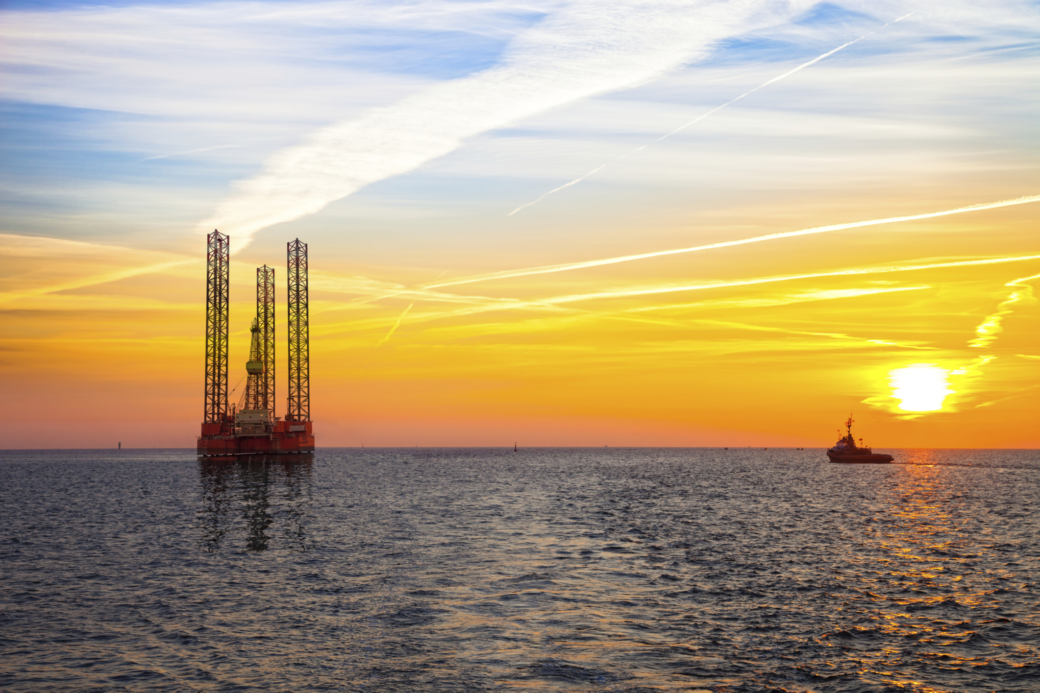 offshore rig sunset