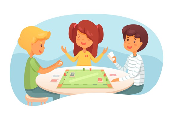 Children playing a board game.