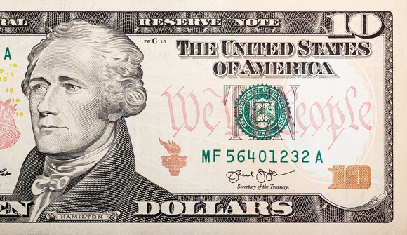 A ten dollar bill