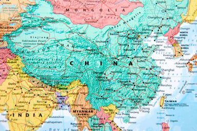 Map showing China and India