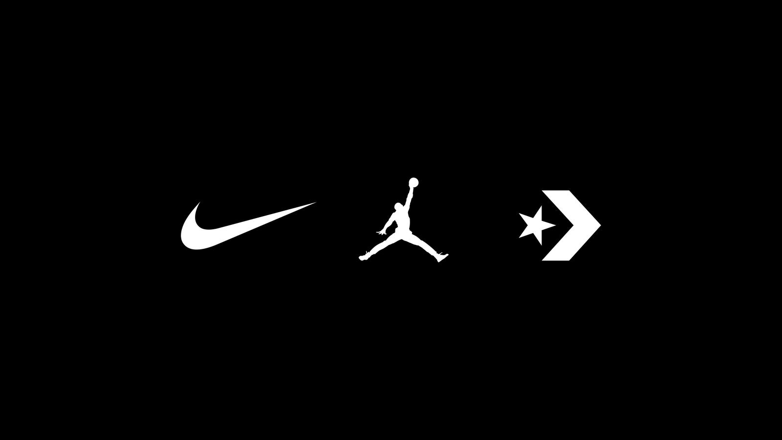 A Nike logo next to a Michael Jordan logo and a star symbol f black lives matter movement  all in white against black background. 