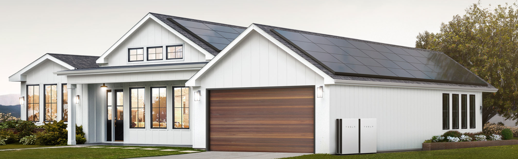A home with Tesla's solar panels on the roof.