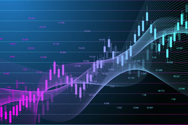 digital stock chart going up