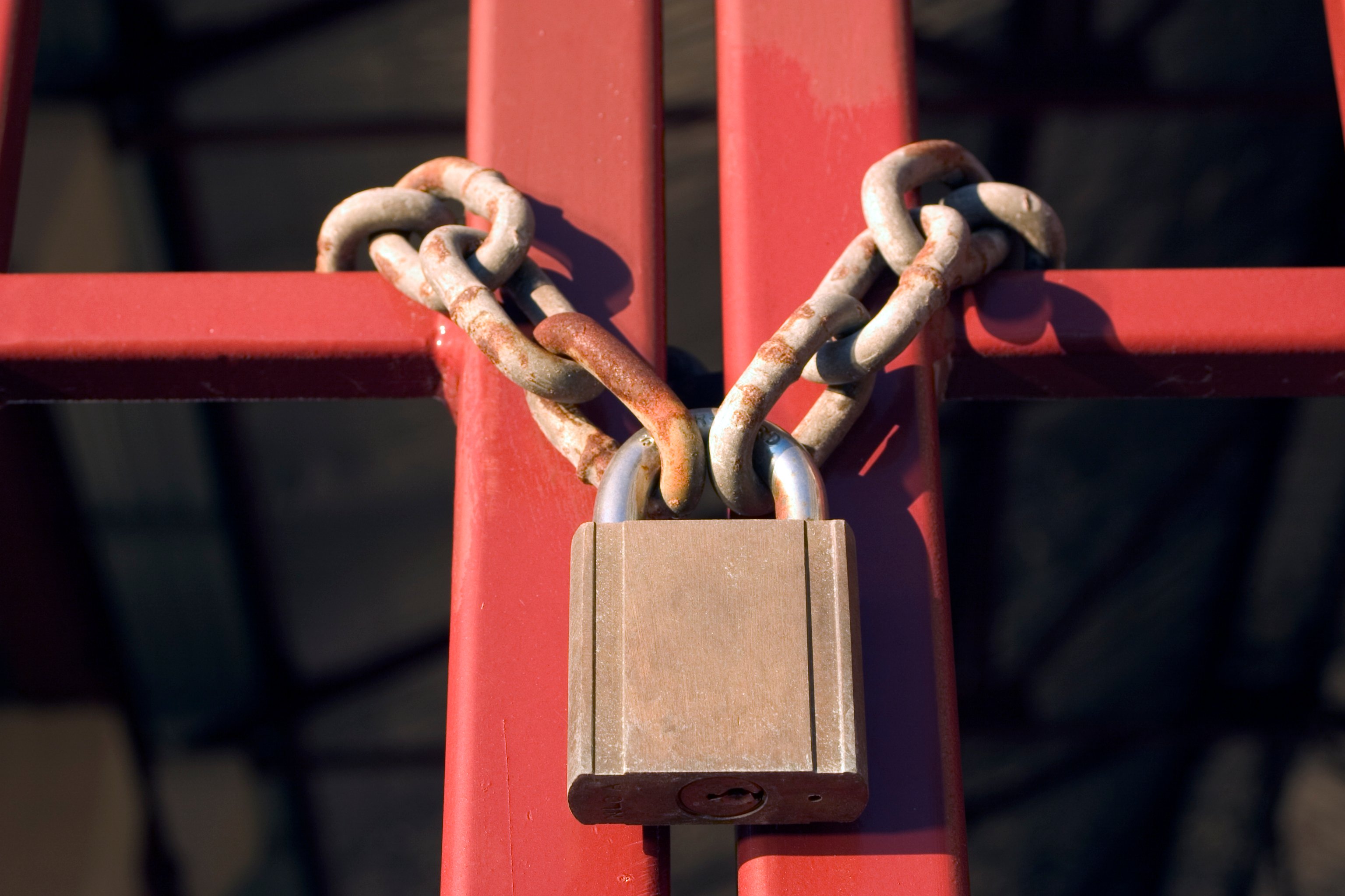 Gates chained and padlocked