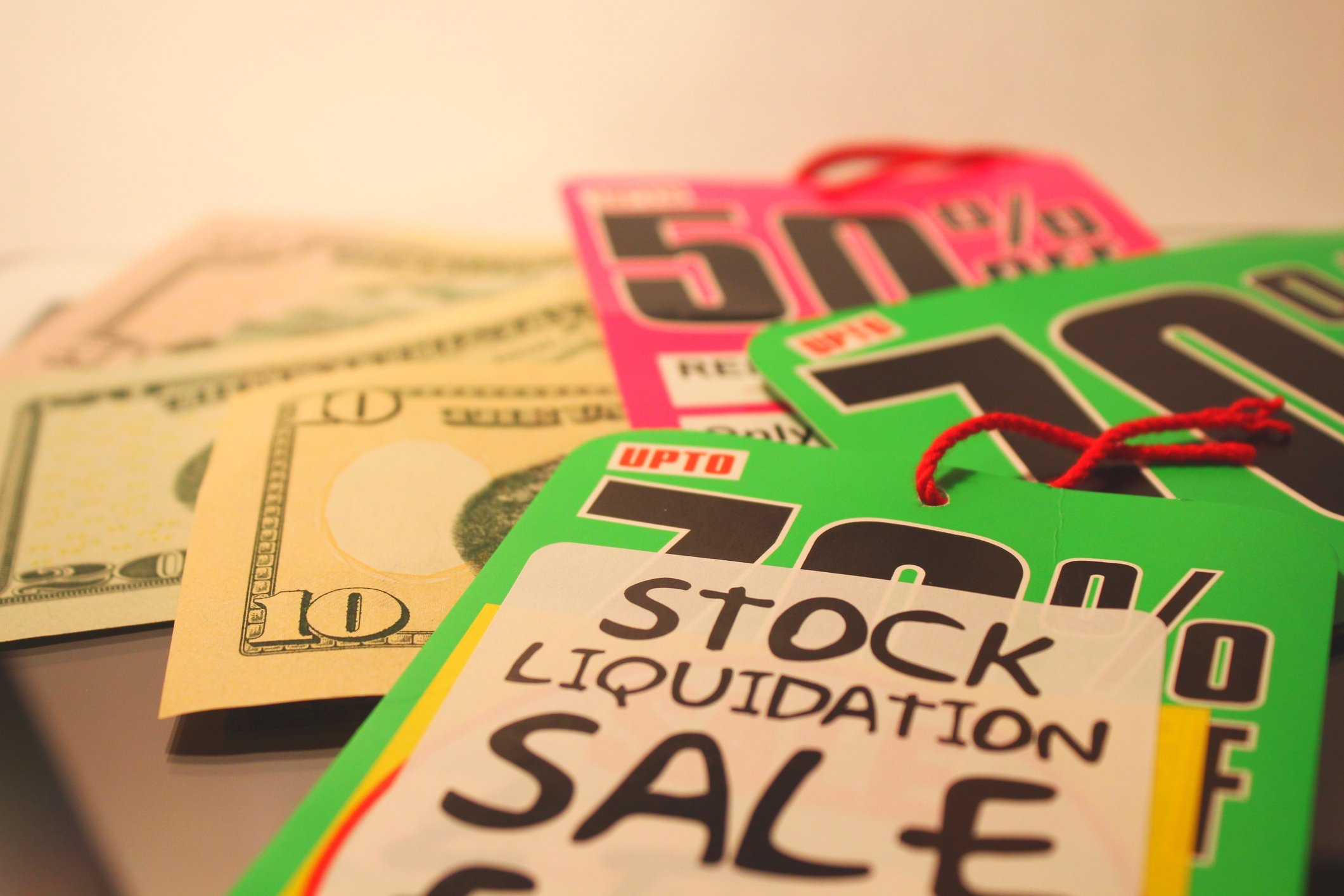 Retail liquidation tags and cash