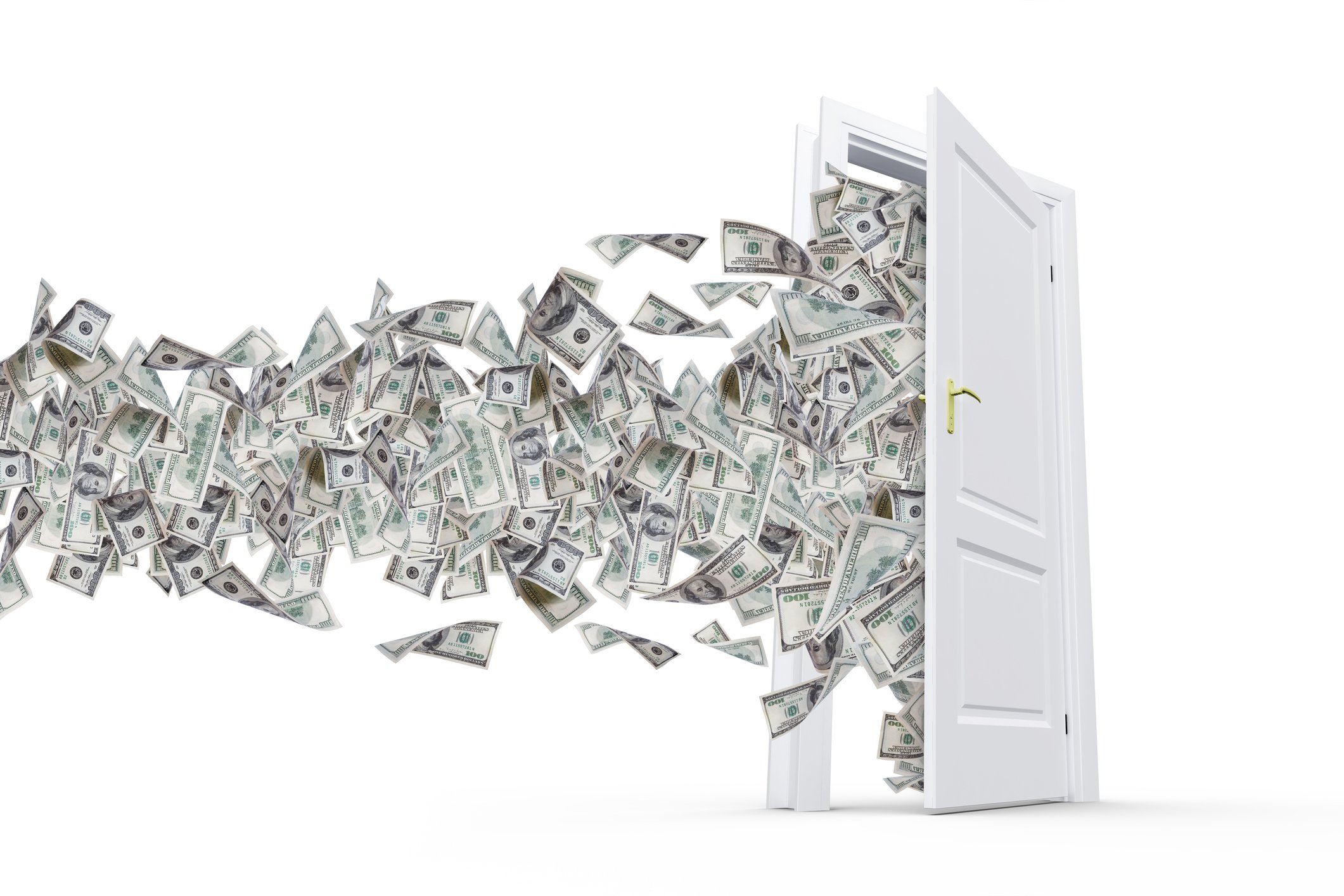 Door opening, and money pouring out of it.