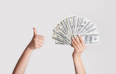 Thumb up and money