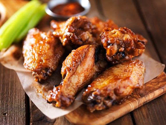 Order of fried BBQ chicken wings