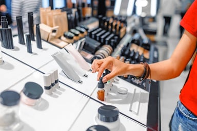 a cosmetics sampler in a store