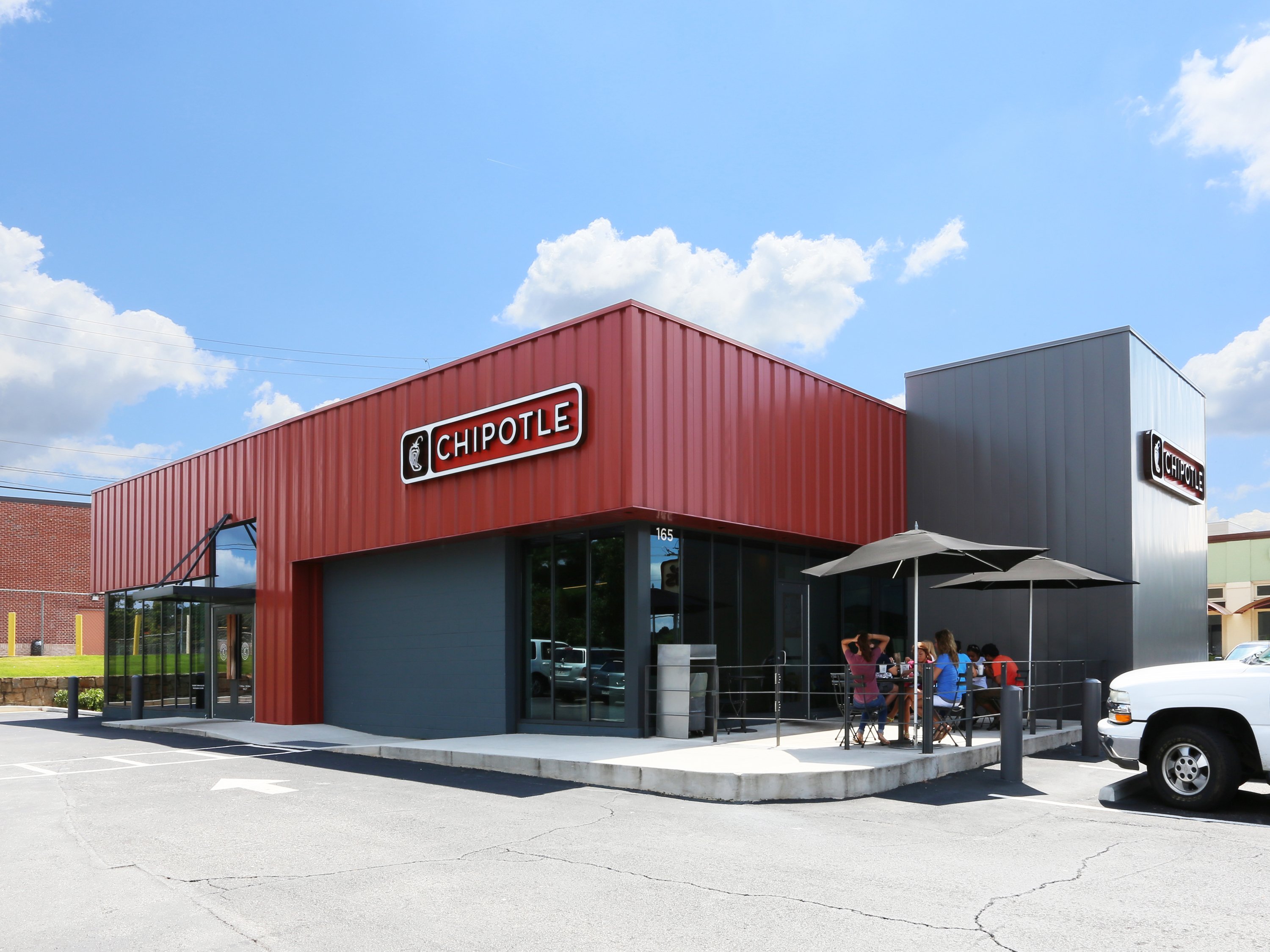 The outside of a Chipotle restaurant in Athens, Georgia.