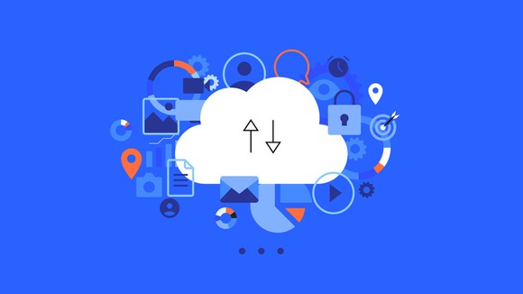 Abstract icon representing file storage in the cloud.