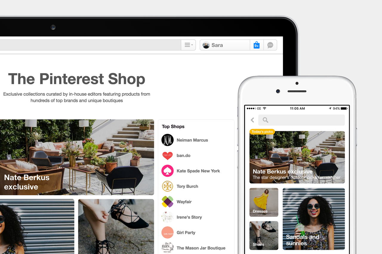 Pinterest on a phone and on a tablet.