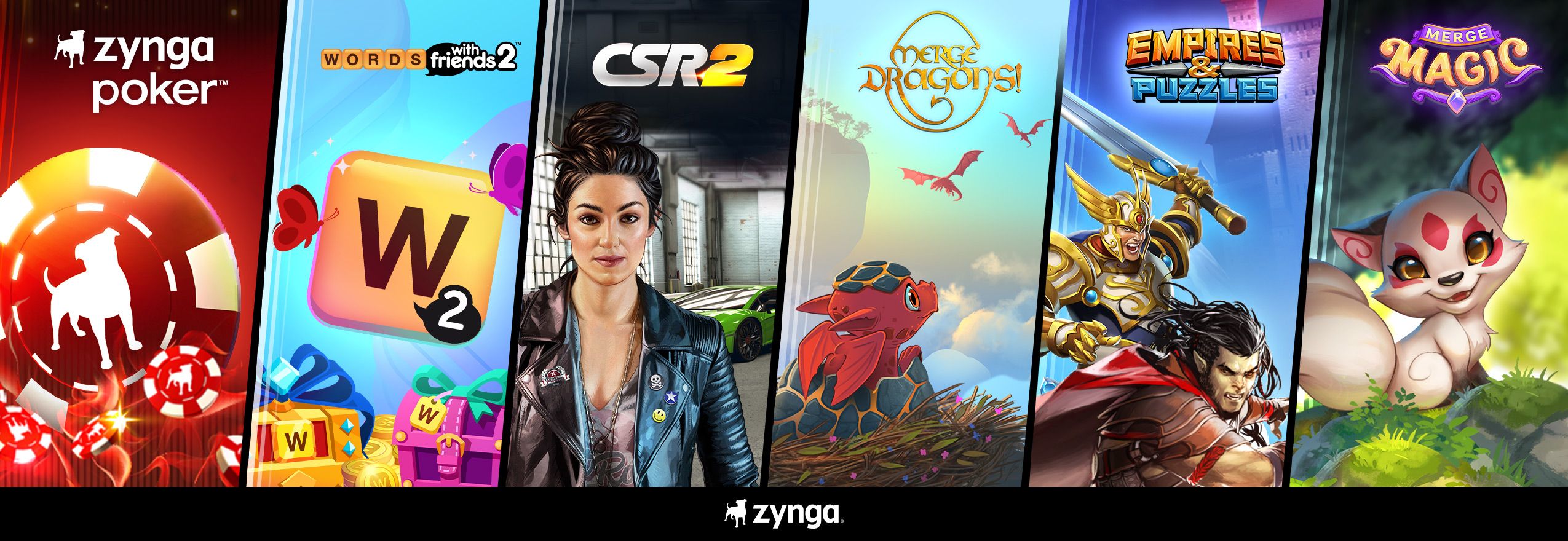 A collage of images from Zynga's gaming franchises.