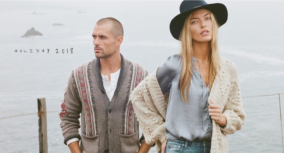Two people modeling Lucky Brand clothes.