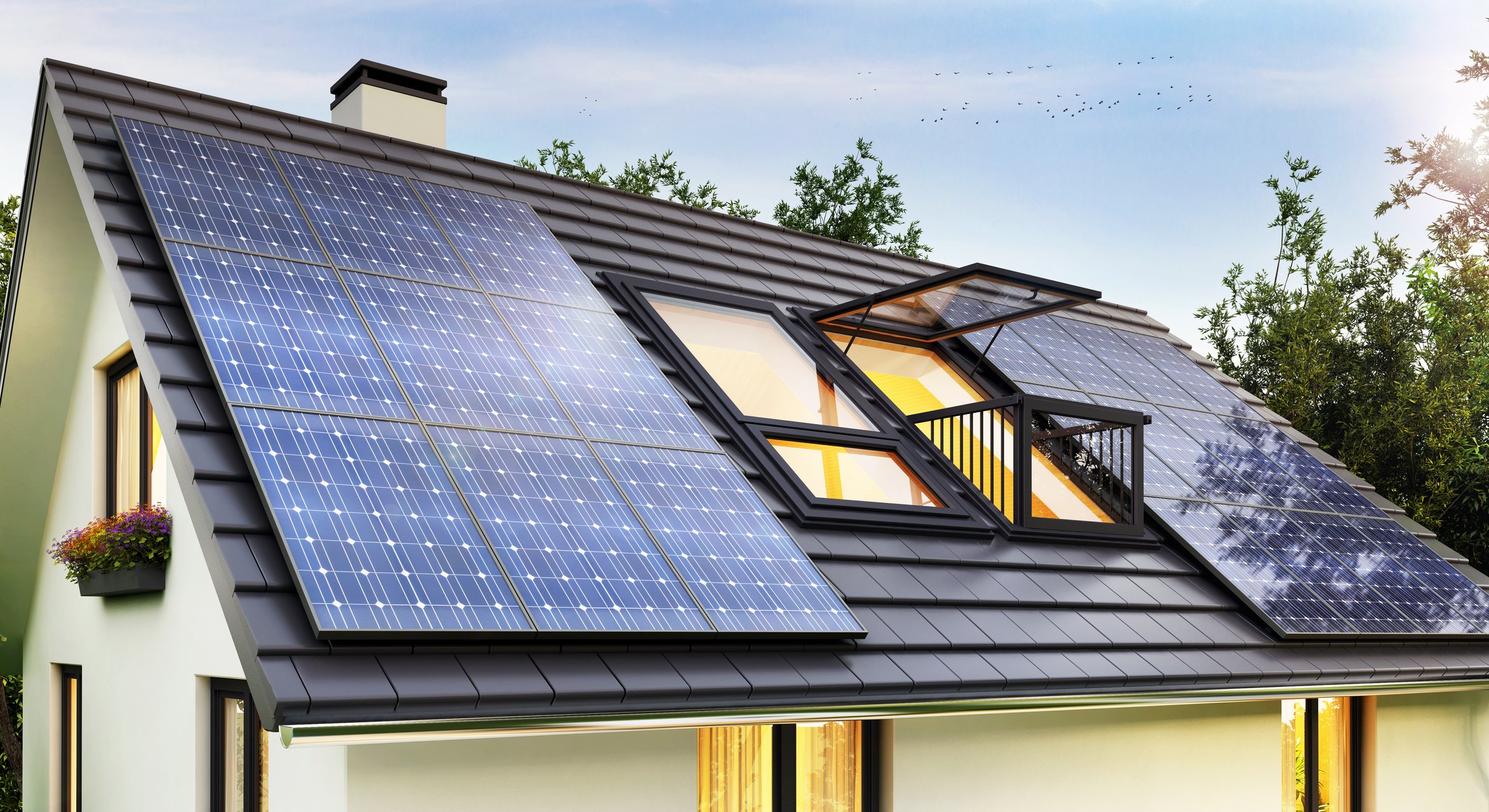 solar panels on home roof