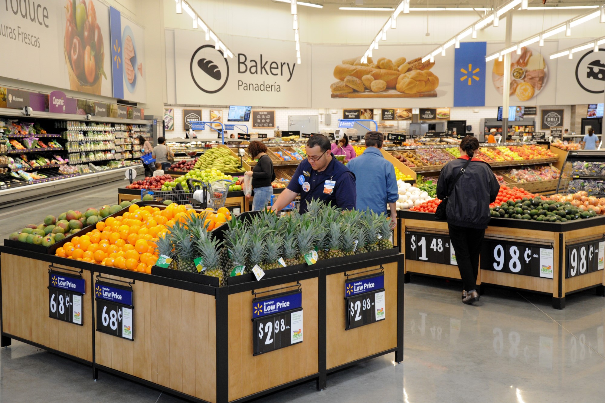 The produce section of a Walmart store.