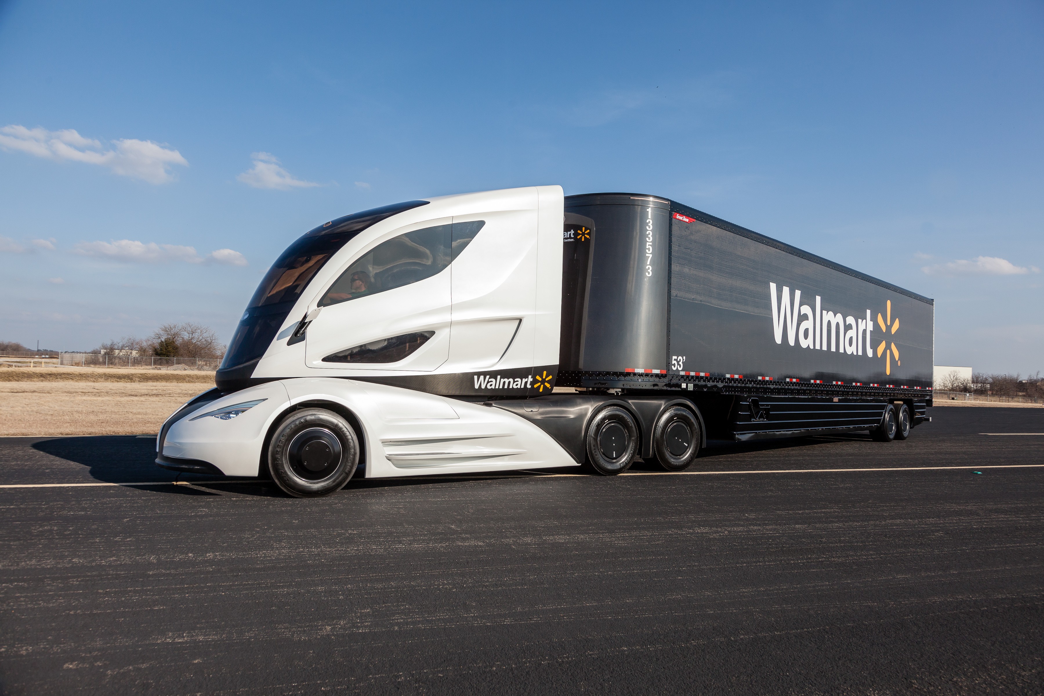 Photo of a modern Walmart 18-wheeler truck.