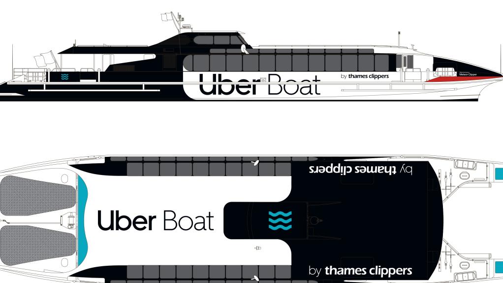 Artist rendering of new branding of Uber Boat's boats.