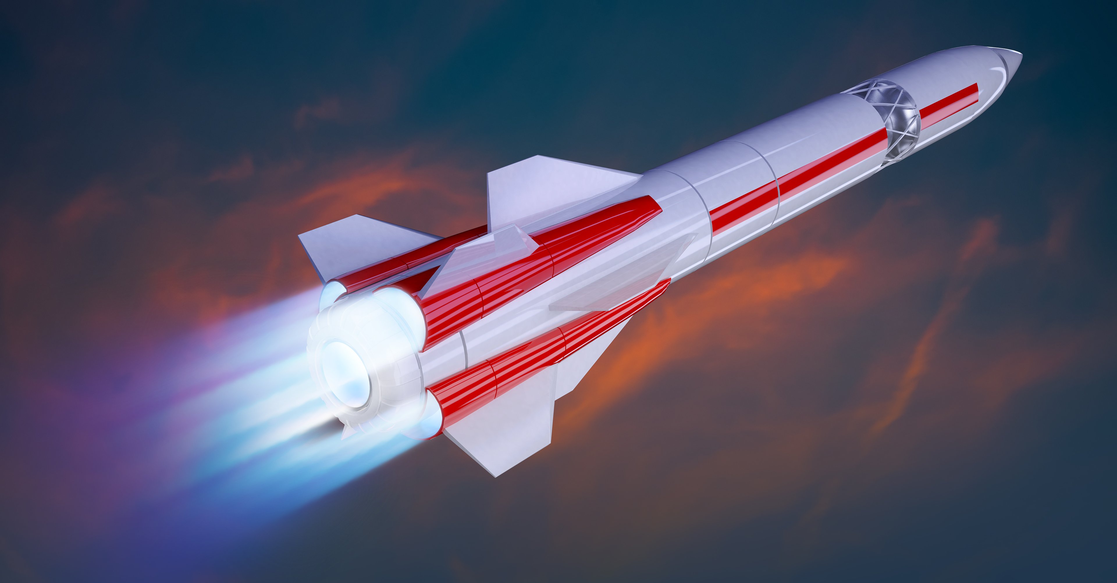 Rocketship with engines firing
