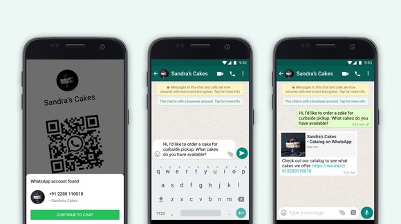 Screenshots of the WhatsApp Business App