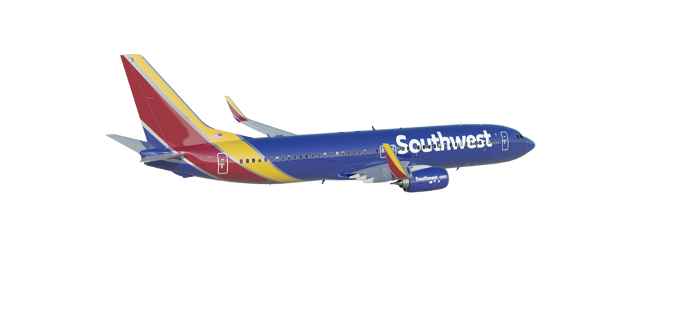 Southwest airplane in flight.