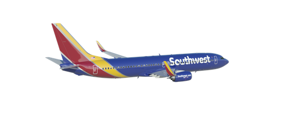 Southwest airplane in flight.