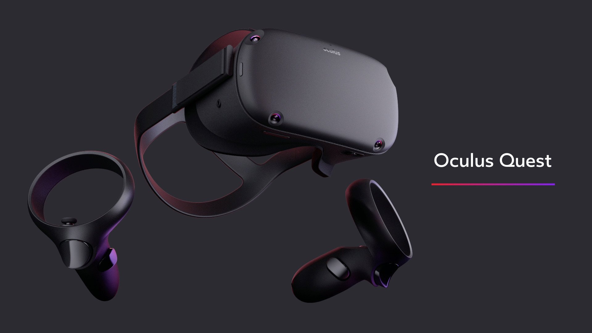 The Oculus Quest VR headset with handheld controllers.