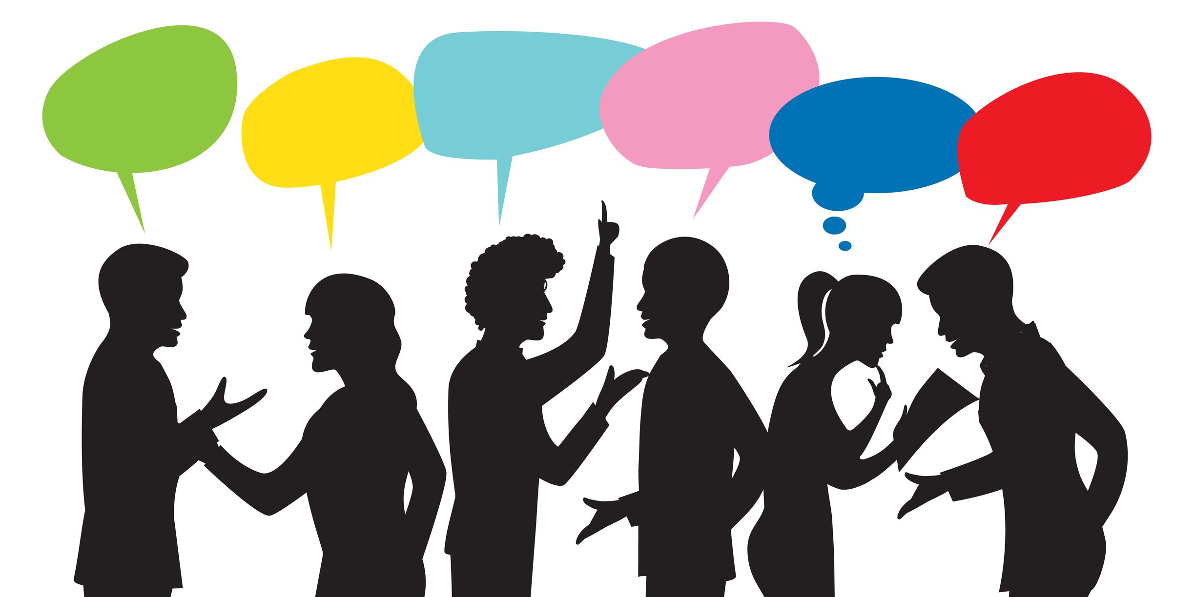 Cartoon image of people talking.