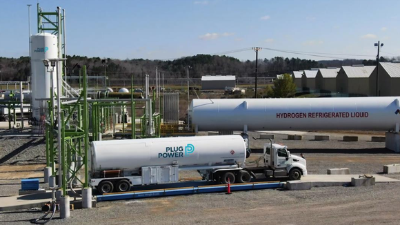 A Plug Power truck refuels.