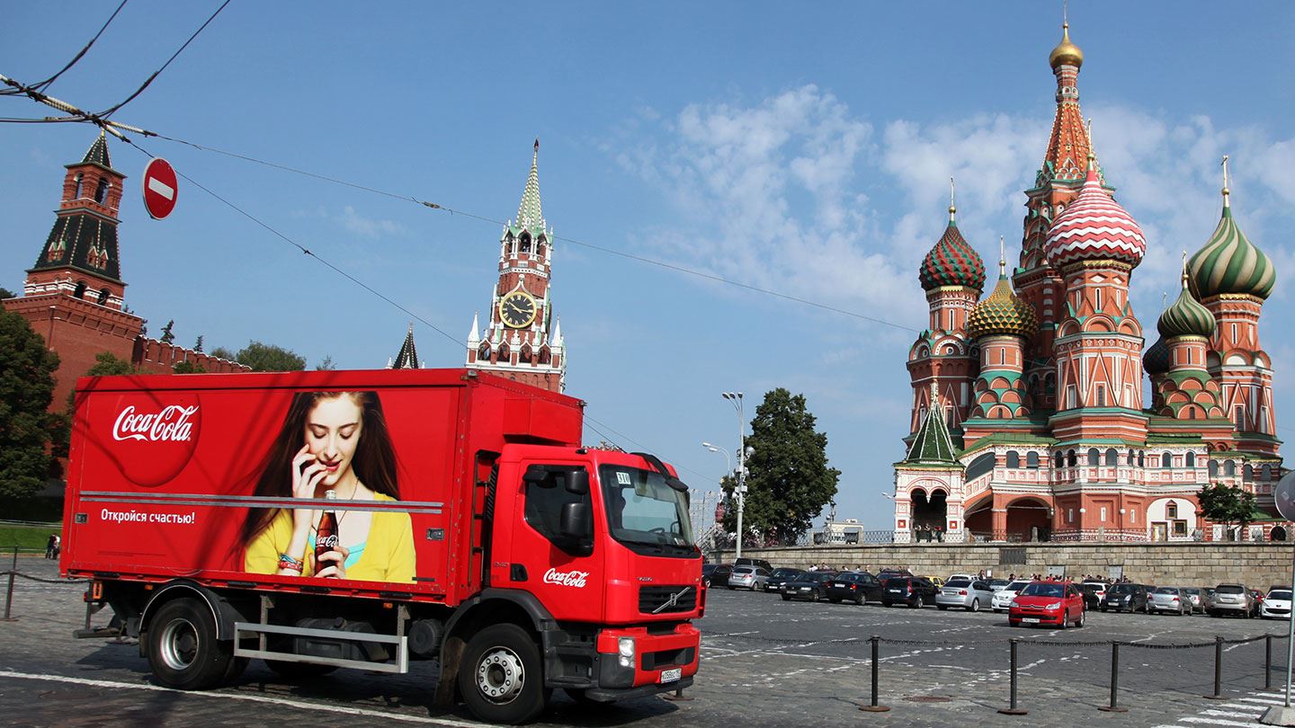 Coca-Cola delivery truck in Red Square.