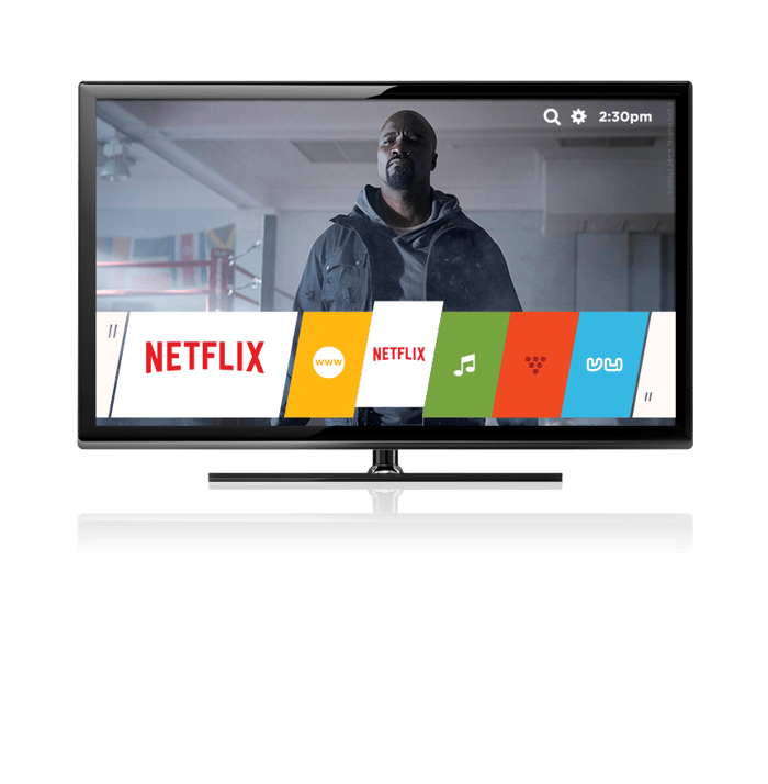 A TV showing the Netflix show "Luke Cage"