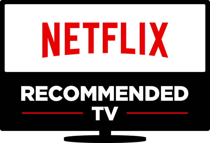 Netflix logo inside a graphic TV with slogan Recommended TV.