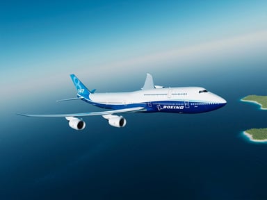 747 airplane in flight IS Boeing