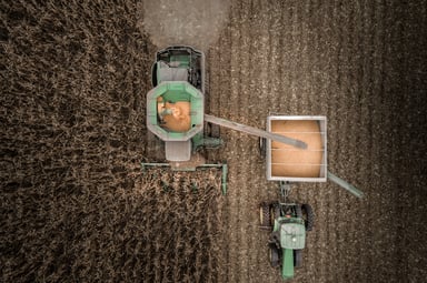 Tractor and Combine Overhead View
