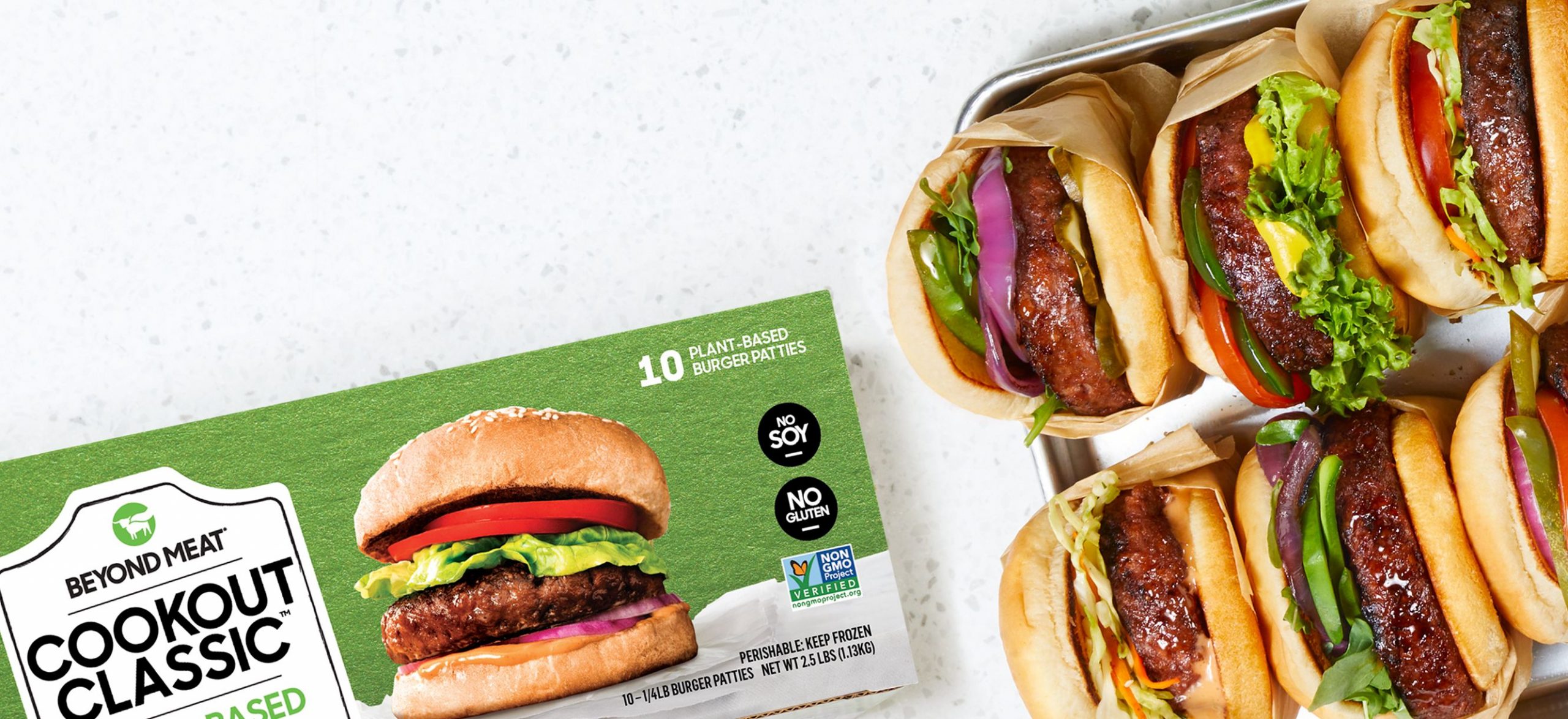 A pack of Beyond Meat burger patties.