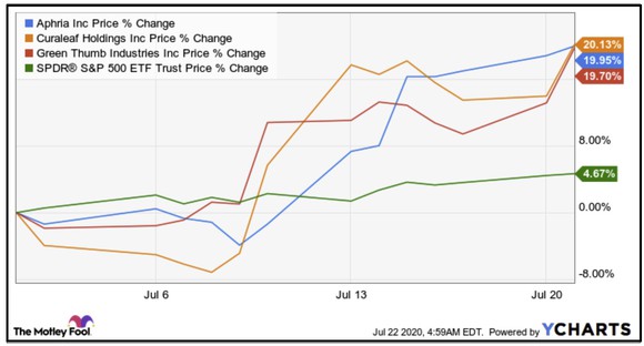 Cannabis stock performance in July