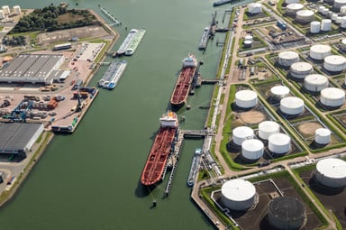 Oil tankers at a storage terminal.