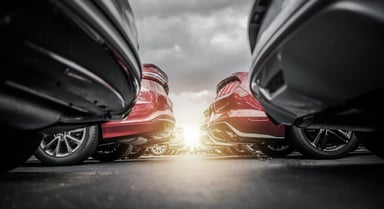 cars in a dealership lot