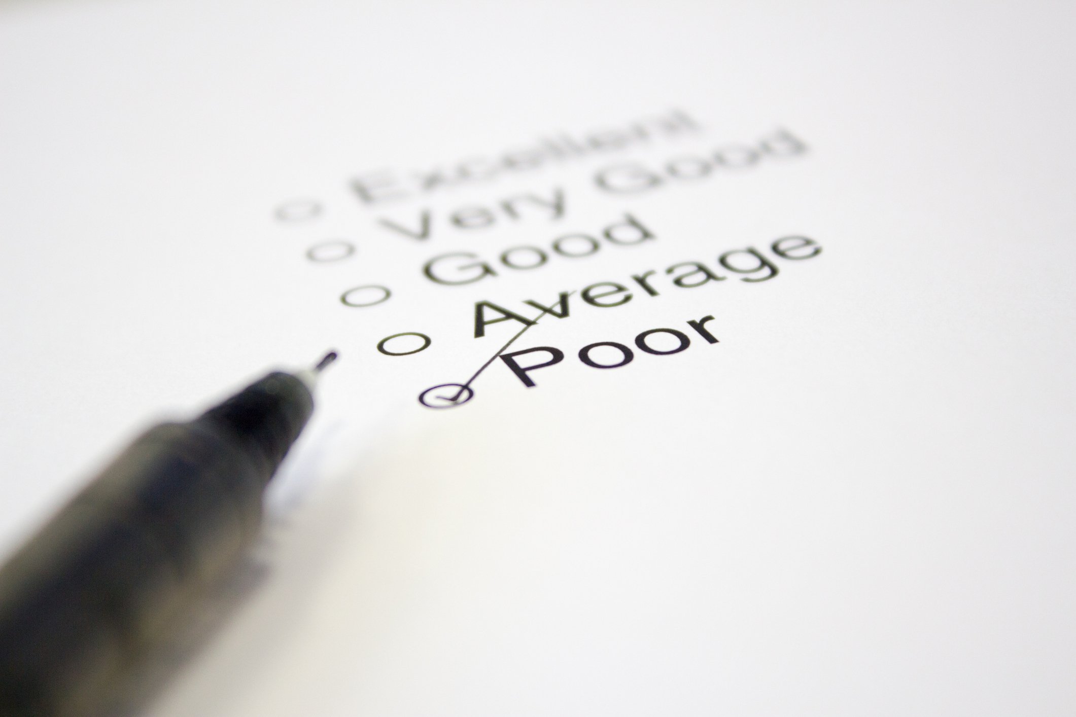 Card with list of rankings from Excellent to Poor. Poor is checked off